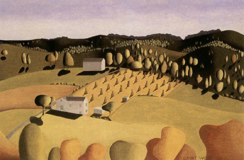 Grant Wood some of corn oil painting image